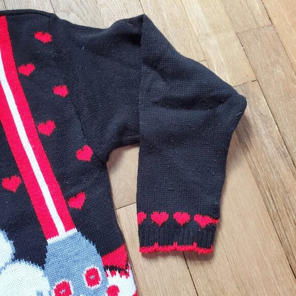 Vintage Fairy Kei Kawaii Kitty Kitten Cat Red Black White Sweater Kids Childrens - Picture 4 of 10